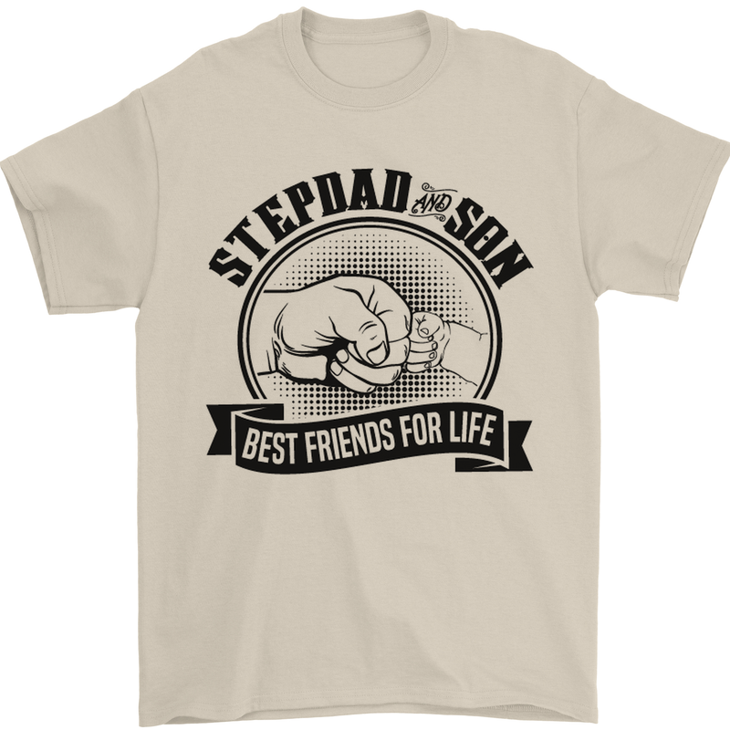 Stepdad & Son Best Friends Father's Day Mens T-Shirt Cotton Gildan Sand