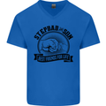 Stepdad & Son Best Friends Father's Day Mens V-Neck Cotton T-Shirt Royal Blue