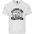 Stepdad & Son Best Friends Father's Day Mens V-Neck Cotton T-Shirt White