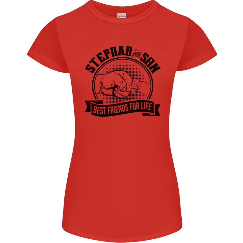 Stepdad & Son Best Friends Father's Day Womens Petite Cut T-Shirt Red
