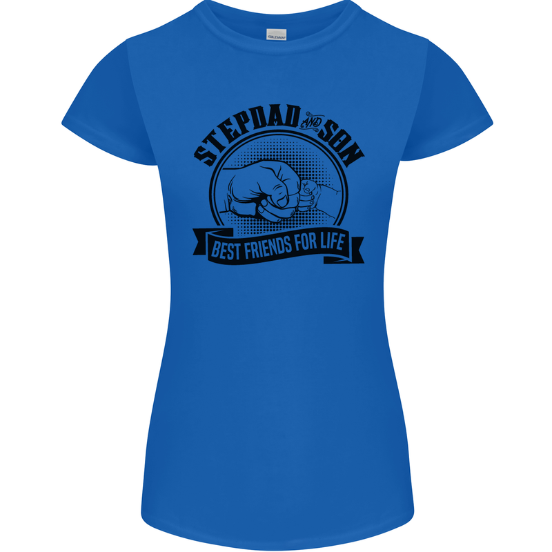 Stepdad & Son Best Friends Father's Day Womens Petite Cut T-Shirt Royal Blue