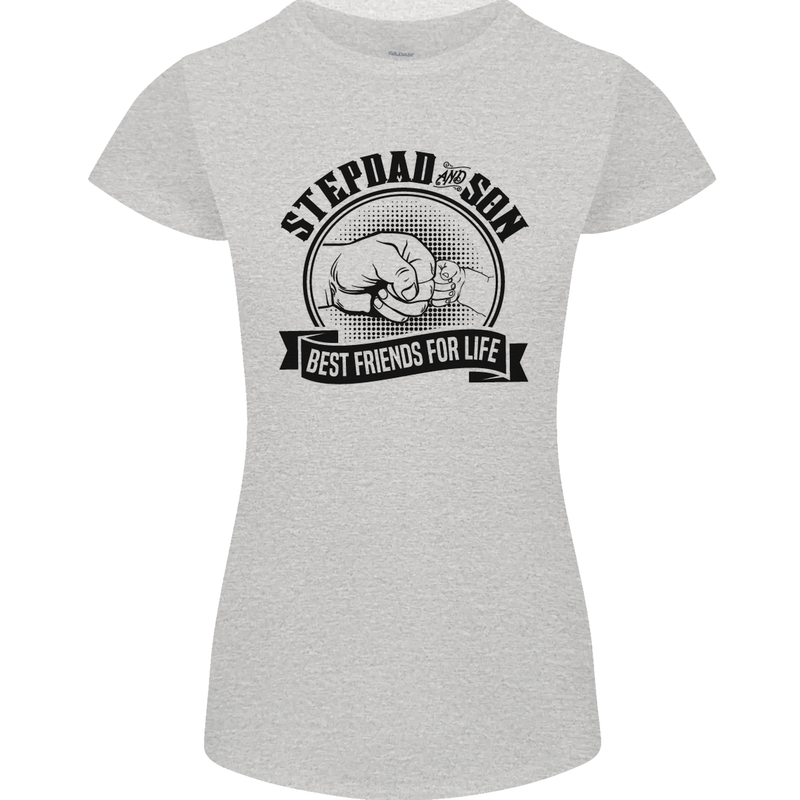 Stepdad & Son Best Friends Father's Day Womens Petite Cut T-Shirt Sports Grey