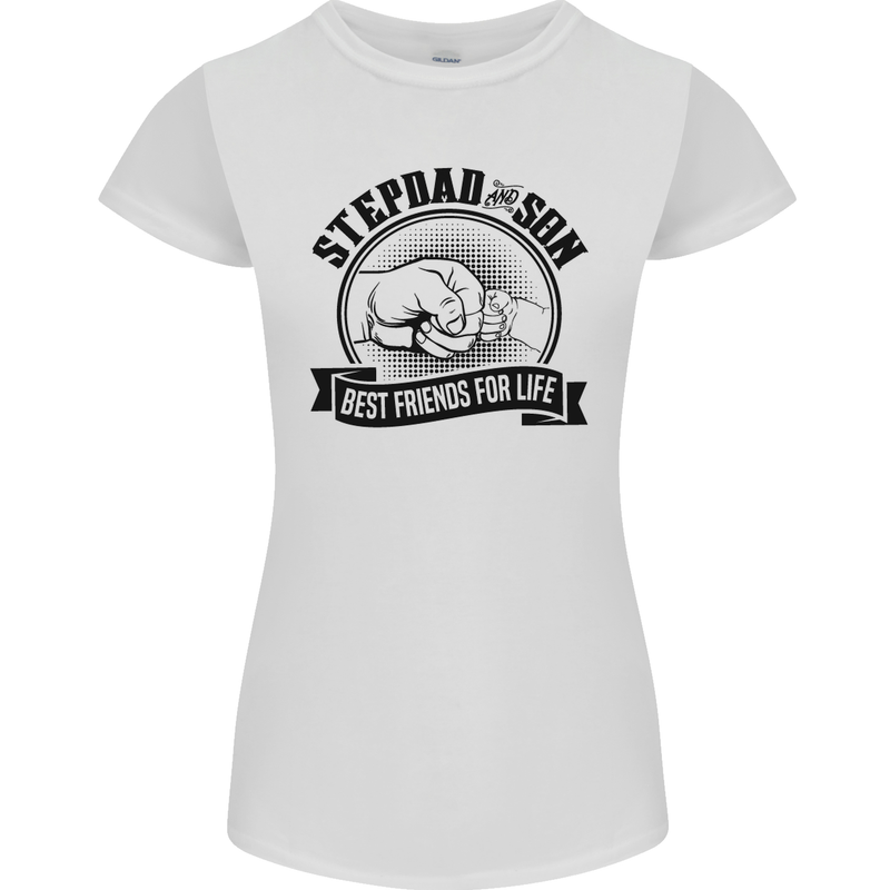Stepdad & Son Best Friends Father's Day Womens Petite Cut T-Shirt White