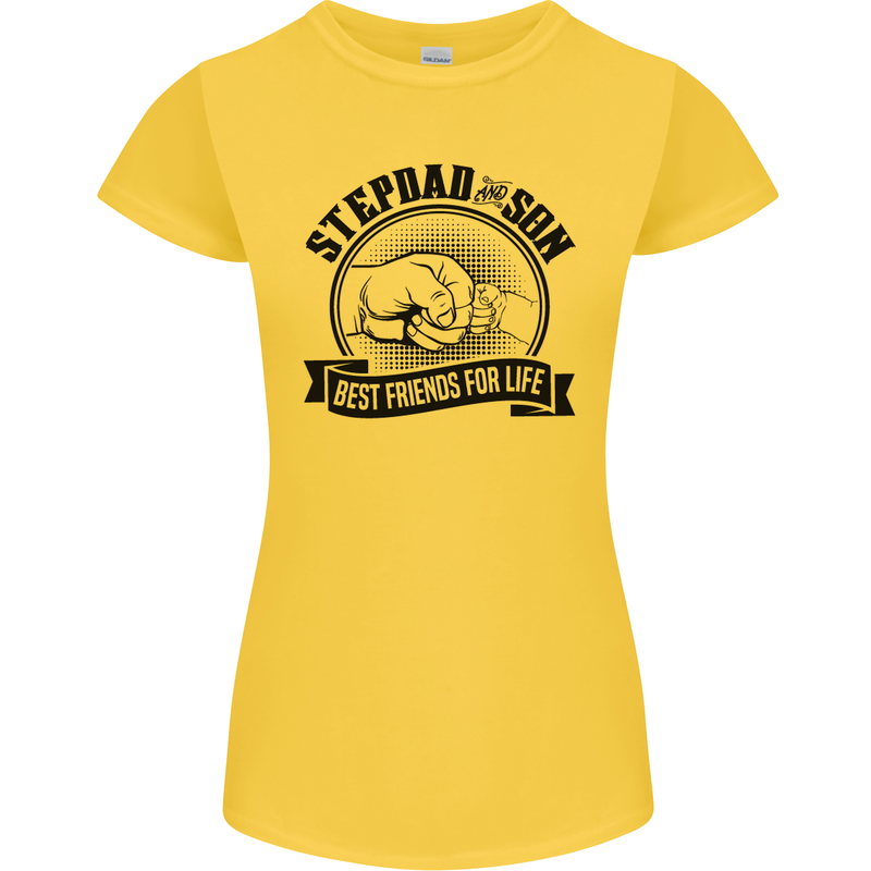 Stepdad & Son Best Friends Father's Day Womens Petite Cut T-Shirt Yellow