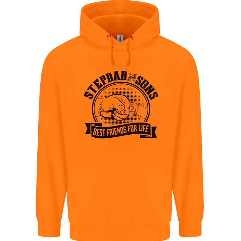Stepdad & Sons Best Friends Father's Day Childrens Kids Hoodie Orange
