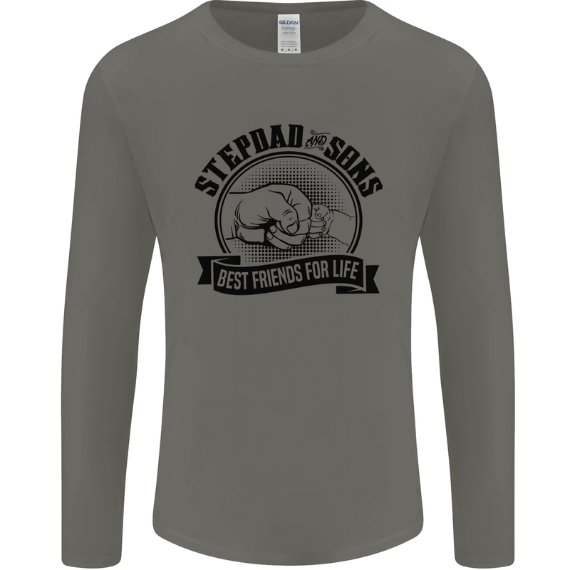 Stepdad & Sons Best Friends Father's Day Mens Long Sleeve T-Shirt Charcoal