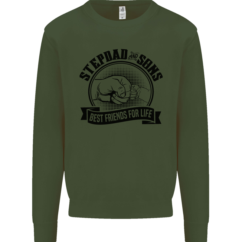 Stepdad & Sons Best Friends Father's Day Mens Sweatshirt Jumper Forest Green