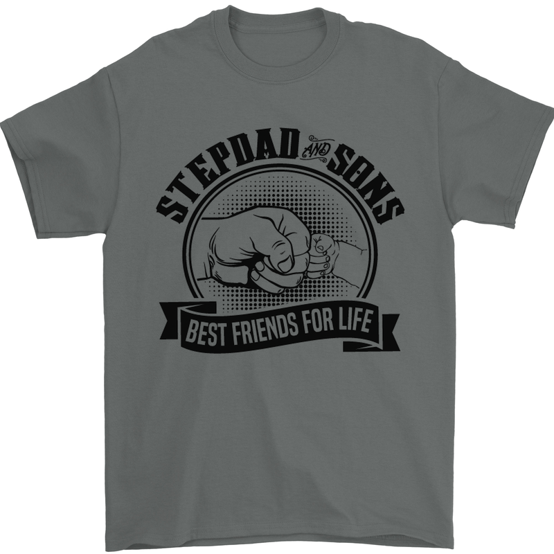 Stepdad & Sons Best Friends Father's Day Mens T-Shirt Cotton Gildan Charcoal