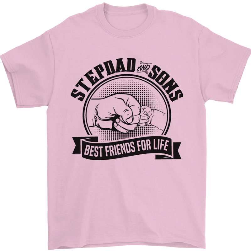 Stepdad & Sons Best Friends Father's Day Mens T-Shirt Cotton Gildan Light Pink