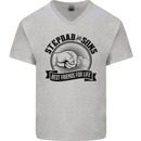 Stepdad & Sons Best Friends Father's Day Mens V-Neck Cotton T-Shirt Sports Grey