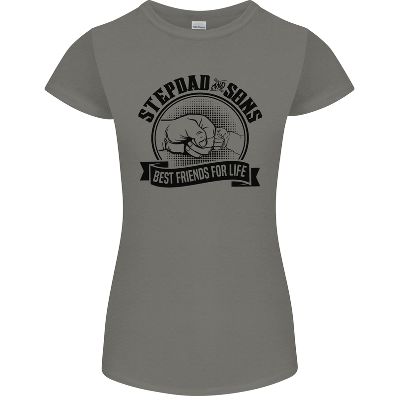 Stepdad & Sons Best Friends Father's Day Womens Petite Cut T-Shirt Charcoal