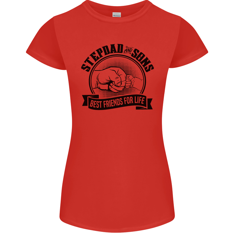 Stepdad & Sons Best Friends Father's Day Womens Petite Cut T-Shirt Red