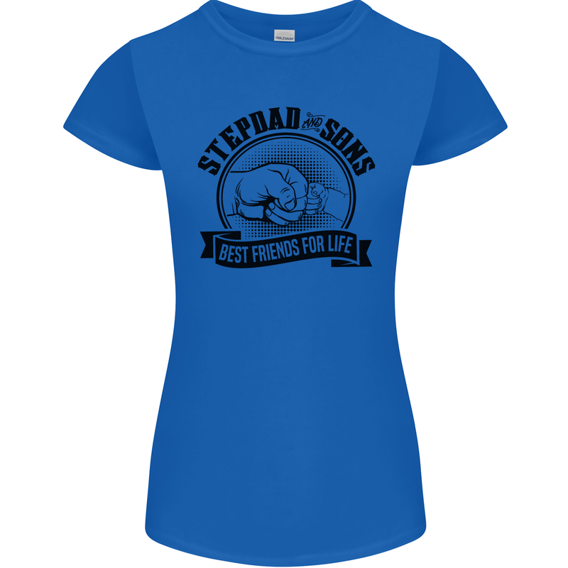 Stepdad & Sons Best Friends Father's Day Womens Petite Cut T-Shirt Royal Blue