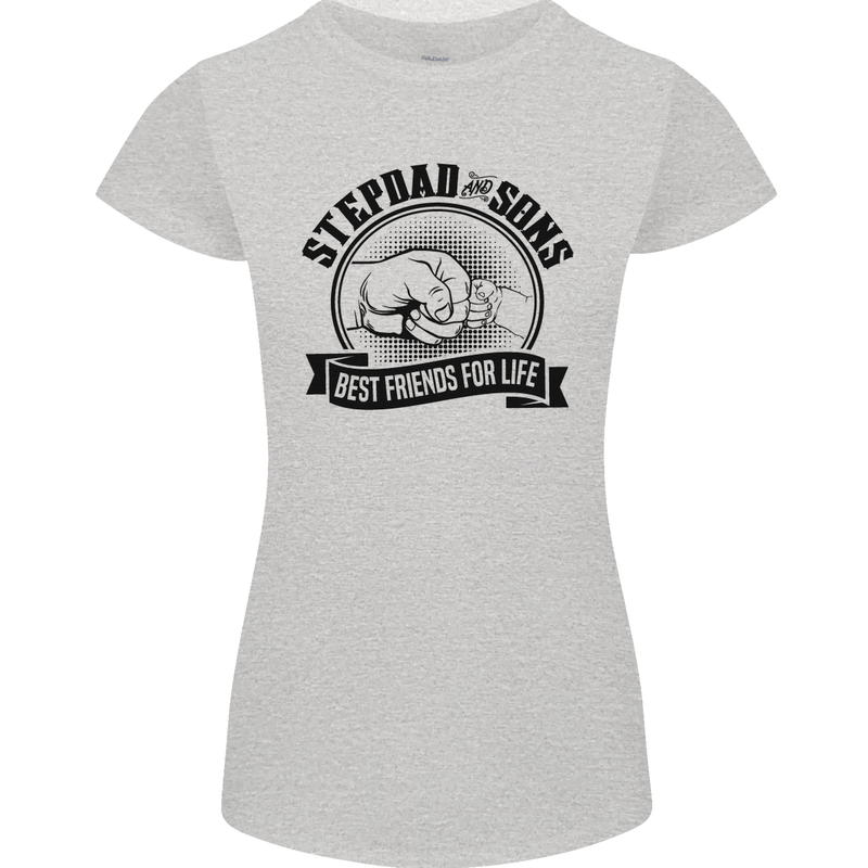 Stepdad & Sons Best Friends Father's Day Womens Petite Cut T-Shirt Sports Grey
