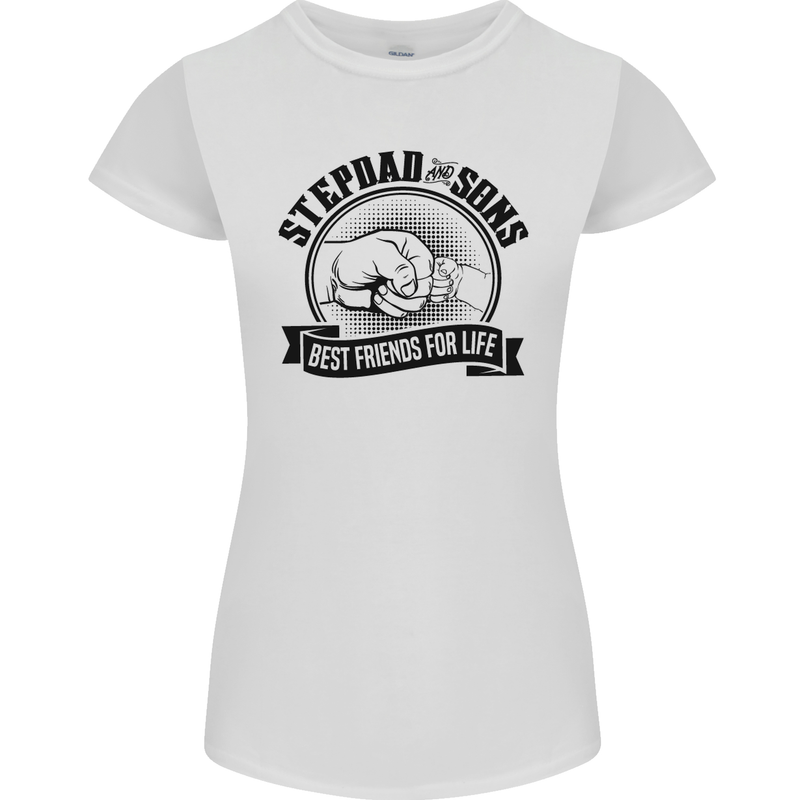 Stepdad & Sons Best Friends Father's Day Womens Petite Cut T-Shirt White