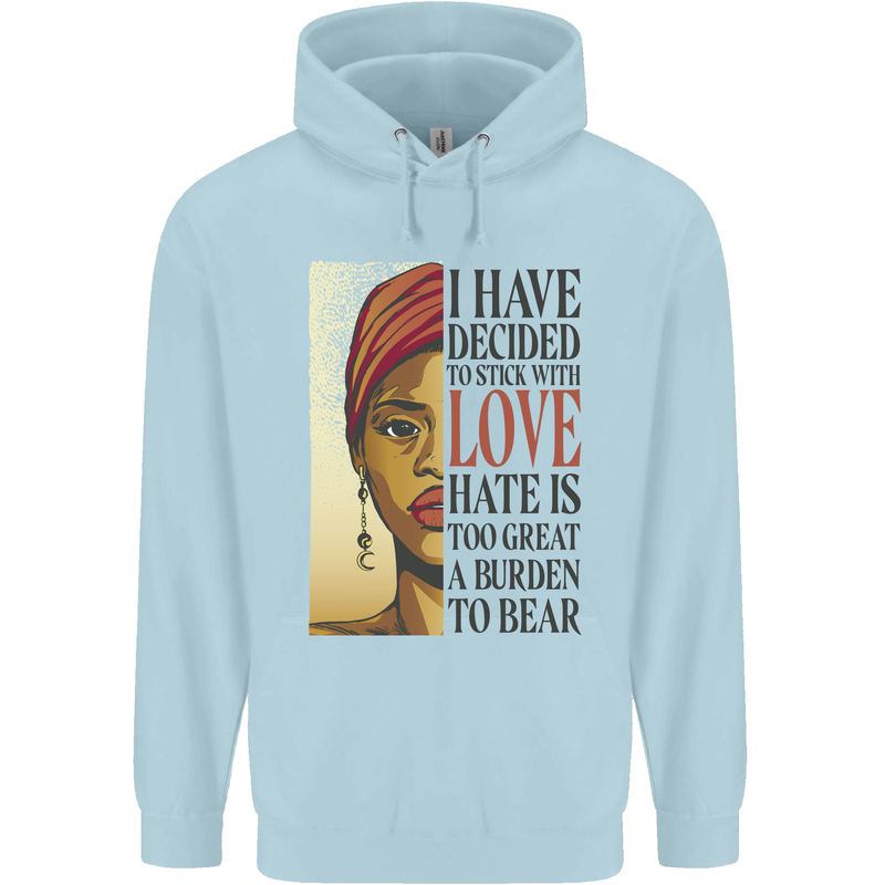 Stick With Love Black Lives Matter Childrens Kids Hoodie Light Blue