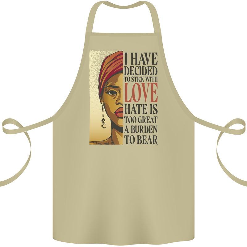 Stick With Love Black Lives Matter Cotton Apron 100% Organic Khaki