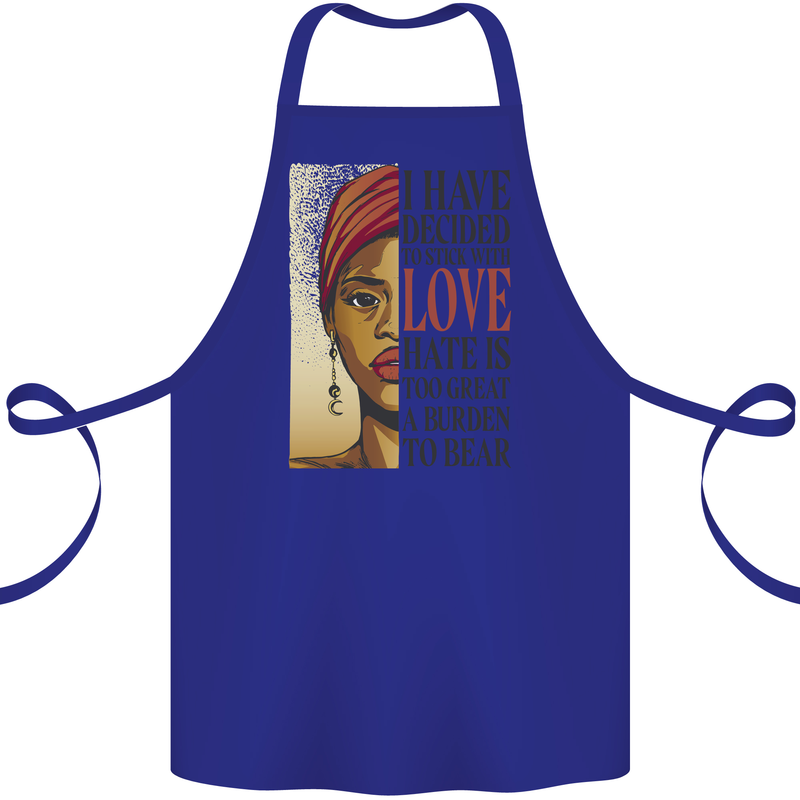 Stick With Love Black Lives Matter Cotton Apron 100% Organic Royal Blue