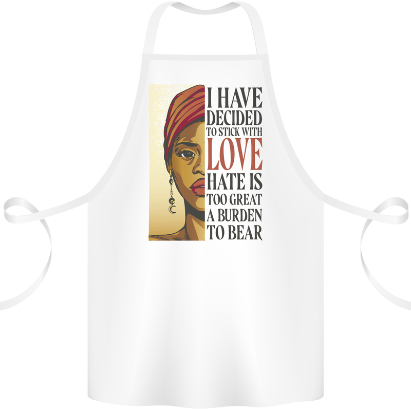 Stick With Love Black Lives Matter Cotton Apron 100% Organic White