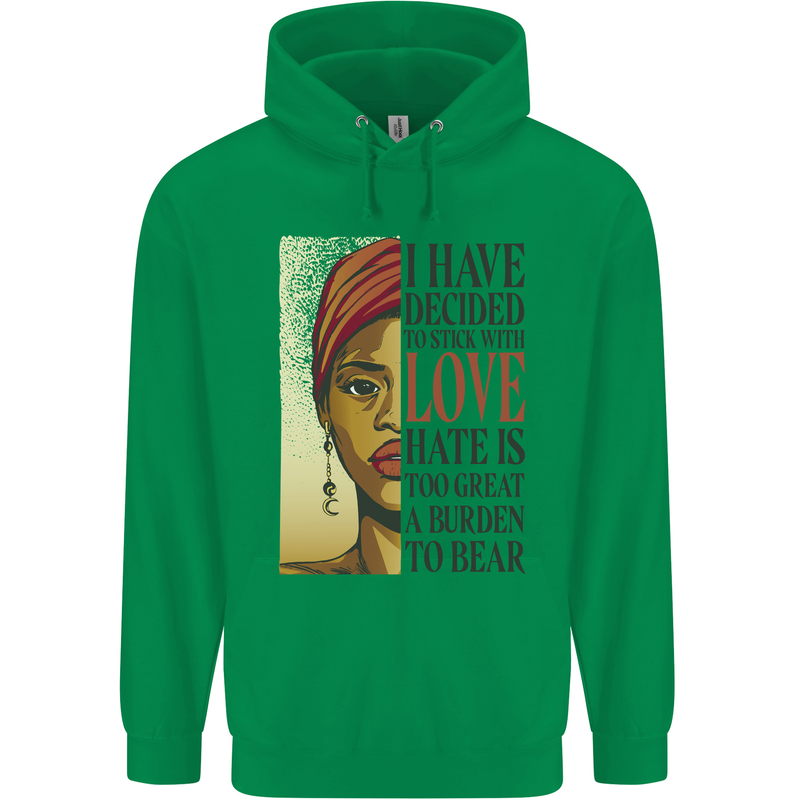 Stick With Love Black Lives Matter Mens 80% Cotton Hoodie Irish Green