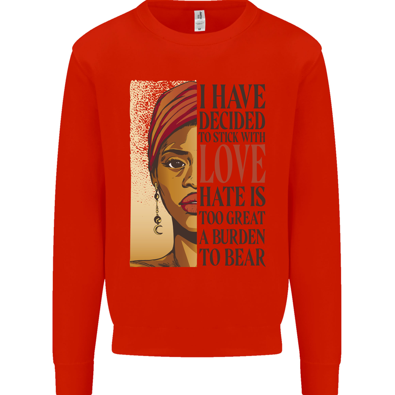 Stick With Love Black Lives Matter Mens Sweatshirt Jumper Bright Red