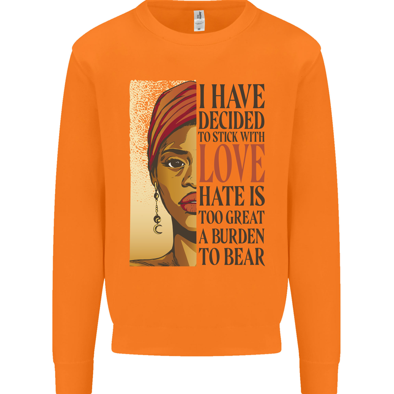 Stick With Love Black Lives Matter Mens Sweatshirt Jumper Orange