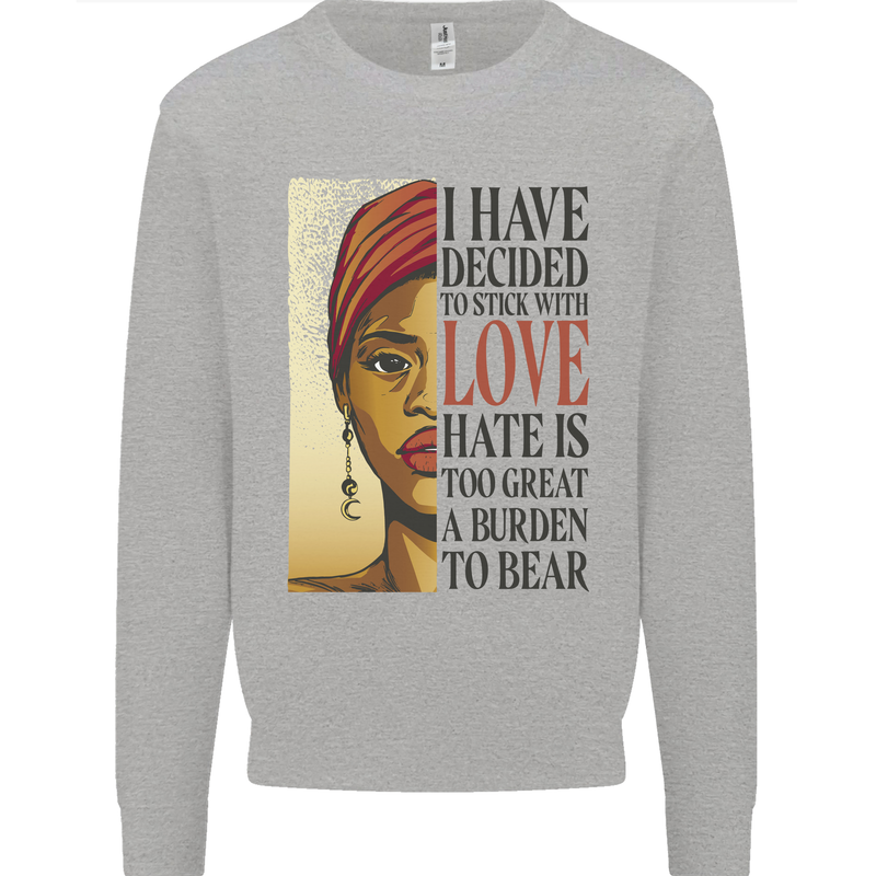 Stick With Love Black Lives Matter Mens Sweatshirt Jumper Sports Grey