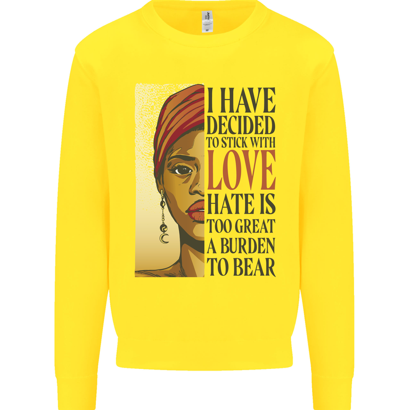 Stick With Love Black Lives Matter Mens Sweatshirt Jumper Yellow