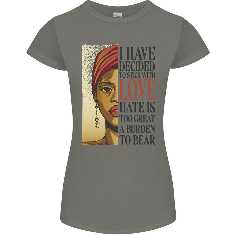 Stick With Love Black Lives Matter Womens Petite Cut T-Shirt Charcoal