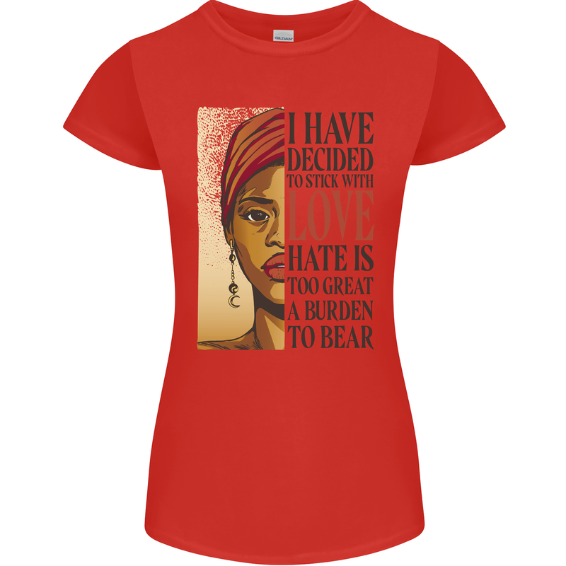 Stick With Love Black Lives Matter Womens Petite Cut T-Shirt Red