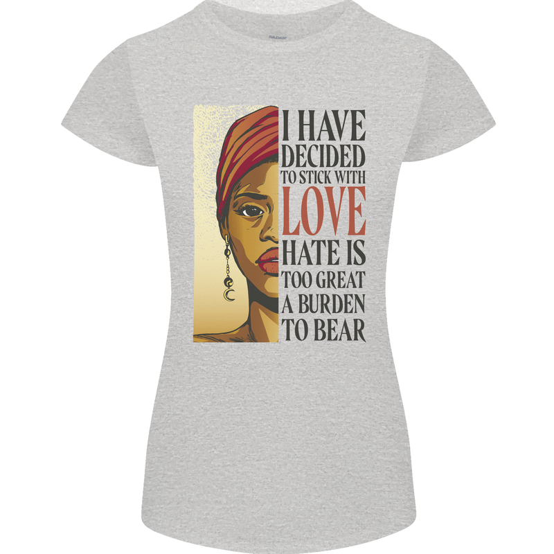 Stick With Love Black Lives Matter Womens Petite Cut T-Shirt Sports Grey