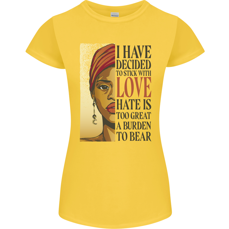 Stick With Love Black Lives Matter Womens Petite Cut T-Shirt Yellow