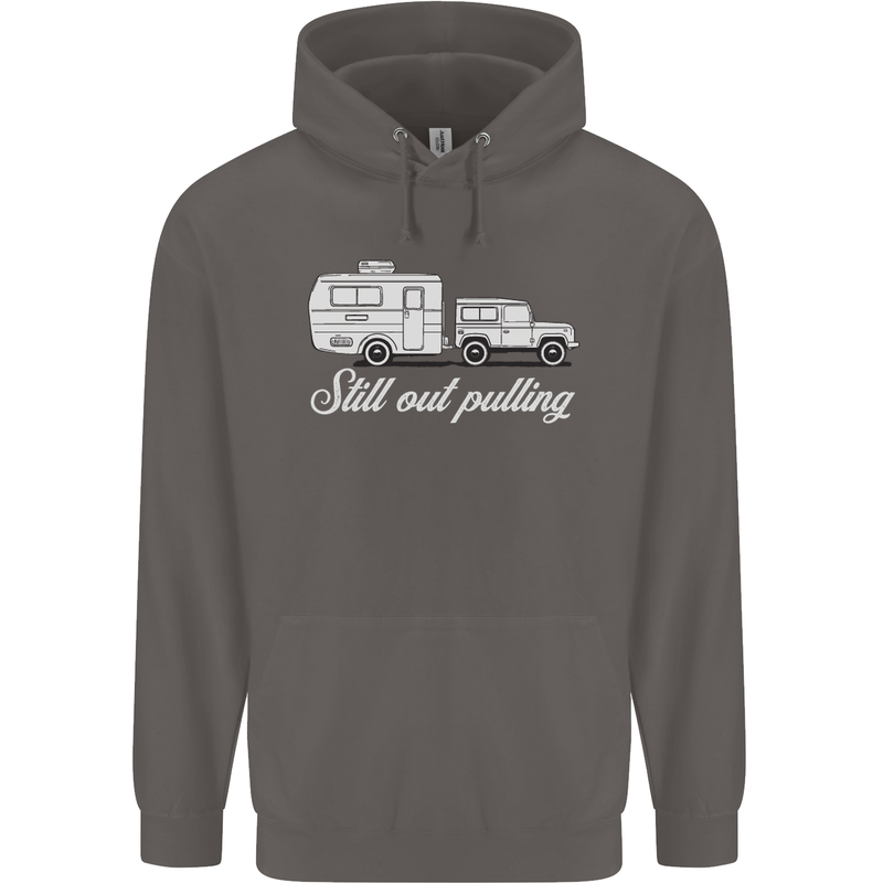 Still Out Pulling Funny Caravan Caravanning Mens 80% Cotton Hoodie Charcoal