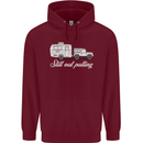 Still Out Pulling Funny Caravan Caravanning Mens 80% Cotton Hoodie Maroon