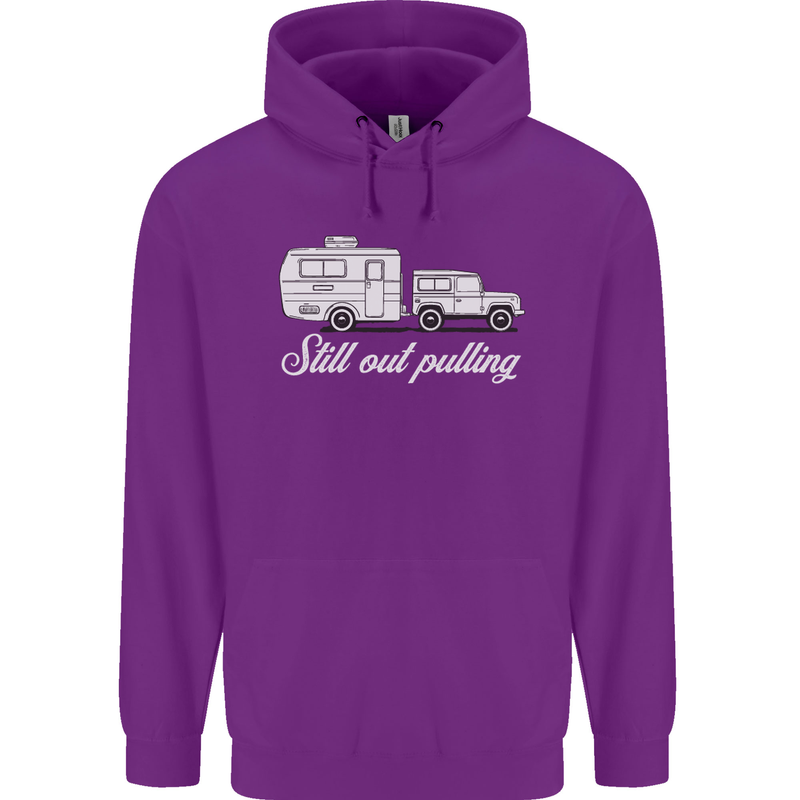 Still Out Pulling Funny Caravan Caravanning Mens 80% Cotton Hoodie Purple