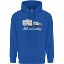 Still Out Pulling Funny Caravan Caravanning Mens 80% Cotton Hoodie Royal Blue
