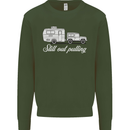 Still Out Pulling Funny Caravan Caravanning Mens Sweatshirt Jumper Forest Green