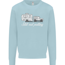 Still Out Pulling Funny Caravan Caravanning Mens Sweatshirt Jumper Light Blue