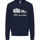 Still Out Pulling Funny Caravan Caravanning Mens Sweatshirt Jumper Navy Blue