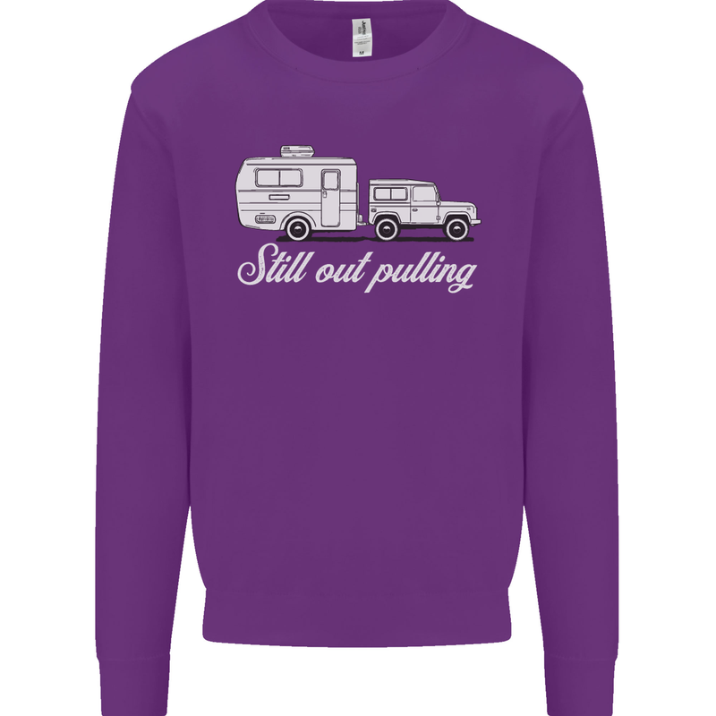 Still Out Pulling Funny Caravan Caravanning Mens Sweatshirt Jumper Purple