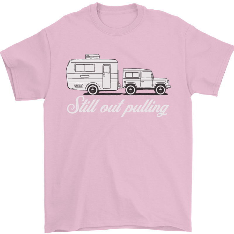 Still Out Pulling Funny Caravan Caravanning Mens T-Shirt Cotton Gildan Light Pink