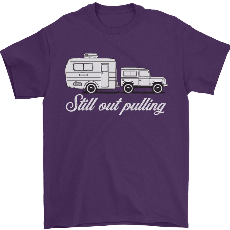 Still Out Pulling Funny Caravan Caravanning Mens T-Shirt Cotton Gildan Purple