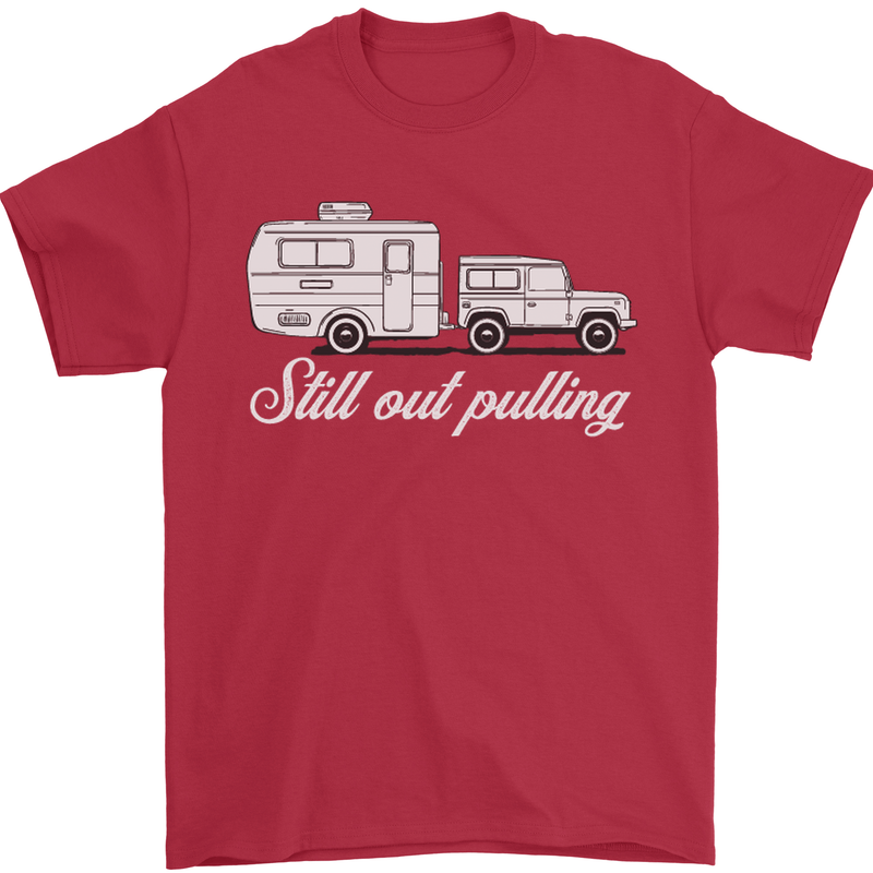 Still Out Pulling Funny Caravan Caravanning Mens T-Shirt Cotton Gildan Red