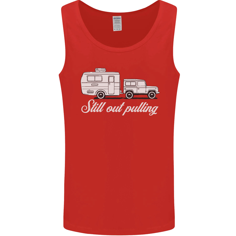 Still Out Pulling Funny Caravan Caravanning Mens Vest Tank Top Red