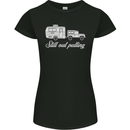 Still Out Pulling Funny Caravan Caravanning Womens Petite Cut T-Shirt Black