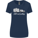 Still Out Pulling Funny Caravan Caravanning Womens Wider Cut T-Shirt Navy Blue