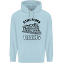 Still Plays With Trains Spotter Spotting Childrens Kids Hoodie Light Blue