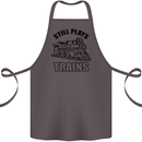 Still Plays With Trains Spotter Spotting Cotton Apron 100% Organic Dark Grey
