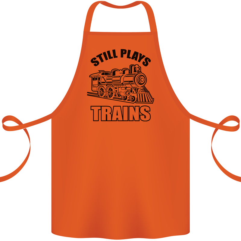 Still Plays With Trains Spotter Spotting Cotton Apron 100% Organic Orange