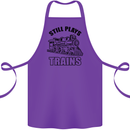 Still Plays With Trains Spotter Spotting Cotton Apron 100% Organic Purple